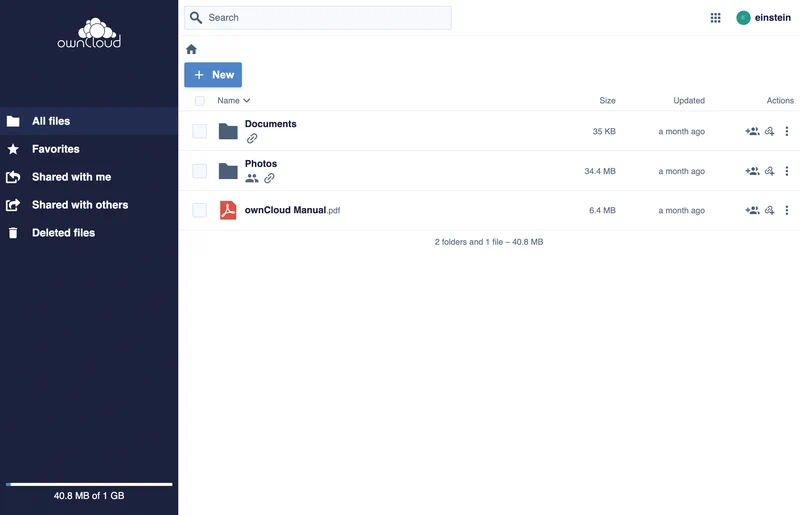 Owncloud UI screenshot